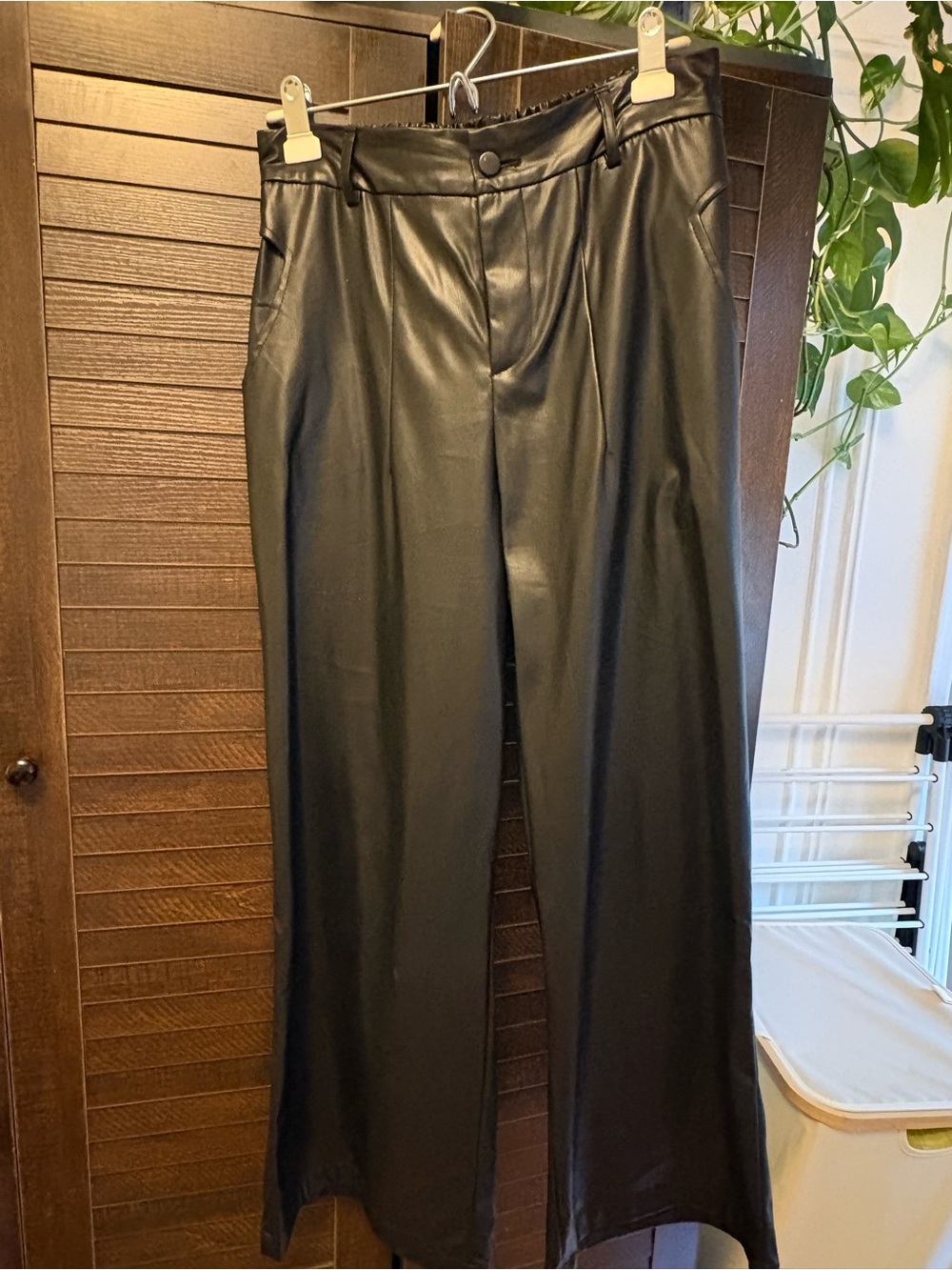 Rebdolls Black Faux Leather Wide-Leg Pants New Without Tags Never Worn